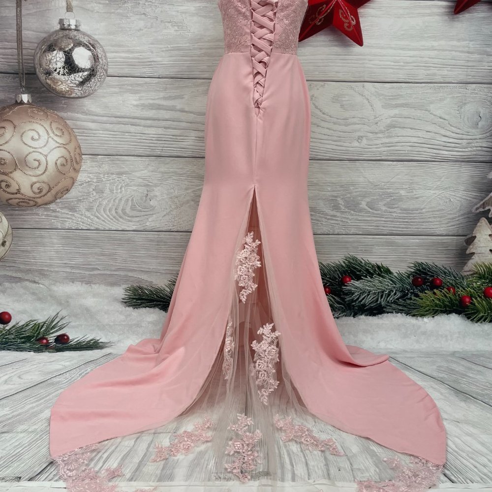 Long Bridesmaid Formal Mermaid Peach Graduation Spaghetti Strap Gown Dress,US2;6 - Picture 7 of 13